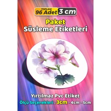 Sb Store Çiçek Temalı Ambalaj Hediye Paket Süsleme Etiketi Model 316 - 96 Adet 3cm