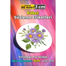 Sb Store Çiçek Temalı Ambalaj Hediye Paket Süsleme Etiketi Model 311 - 96 Adet 3cm