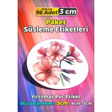 Sb Store Çiçek Temalı Ambalaj Hediye Paket Süsleme Etiketi Model 318 - 96 Adet 3cm