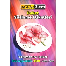 Sb Store Çiçek Temalı Ambalaj Hediye Paket Süsleme Etiketi Model 310 - 96 Adet 3cm