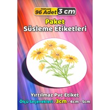 Sb Store Çiçek Temalı Ambalaj Hediye Paket Süsleme Etiketi Model 313 - 96 Adet 3cm