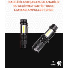 Derin Stok Taşınabilir Şarjlı LED Fener - 4 Modlu, 2000LM, Ayarlanabilir Odak
