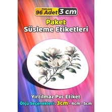Sb Store Çiçek Temalı Ambalaj Hediye Paket Süsleme Etiketi Model 314 - 96 Adet 3cm