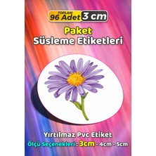 Sb Store Çiçek Temalı Ambalaj Hediye Paket Süsleme Etiketi Model 312 - 96 Adet 3cm