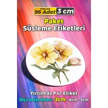 Sb Store Çiçek Temalı Ambalaj Hediye Paket Süsleme Etiketi Model 326 - 96 Adet 3cm