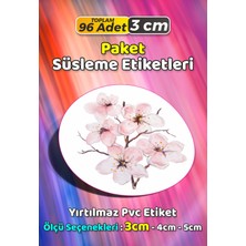 Sb Store Çiçek Temalı Ambalaj Hediye Paket Süsleme Etiketi Model 324 - 96 Adet 3cm