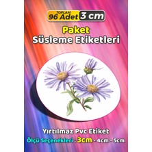 Sb Store Çiçek Temalı Ambalaj Hediye Paket Süsleme Etiketi Model 327 - 96 Adet 3cm