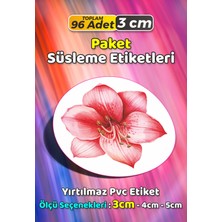Sb Store Çiçek Temalı Ambalaj Hediye Paket Süsleme Etiketi Model 329 - 96 Adet 3cm