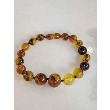 Kehribar Sarayı Özel Tasarım Yuvarlak Fosilli Kehribar Bileklik 20 cm