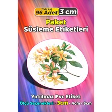 Sb Store Çiçek Temalı Ambalaj Hediye Paket Süsleme Etiketi Model 320 - 96 Adet 3cm