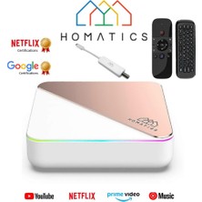 Homatics Box R 4K Plus Rose Gold Android Tv Box 4GB/32GB M8 Air Mouse Beyaz Type-C Dvb-S2 Tuner | 3’lü Set