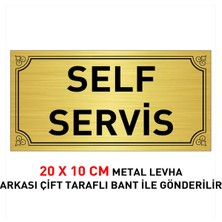 Hobishop Self Servis Yazılı 20 x 10 cm Gold Metal Levha