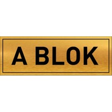 Hobishop A Blok Yazılı Gold Metal Levha 20 x 7 cm