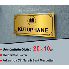 Hobishop Kütüphane Yazılı Yeni Metal Levhaa 20 x 10 cm