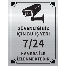 Hobishop Güvenliğiniz Için Bu Işyeri 7 24 Kamera Ile Izlenmektedir Levha Gümüş Metal Yönlendirme