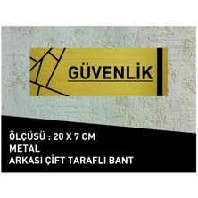 Hobishop Güvenlik Yazılı 20 x 7 cm Yeni Desenli Gold Metal Levha