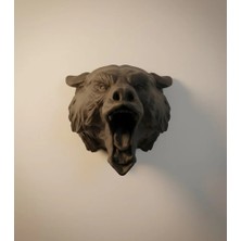 Ayı Tasarım Siyah 3D Duvar Heykeli