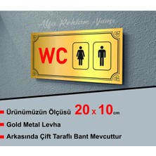 Hobishop Wc Yazılı Logolu Gold Metal Levhaa 20 x 10 cm
