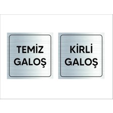 Hobishop Gümüş Rengi Metal Temiz Galoş Kirli Galoş Yazılı Levha