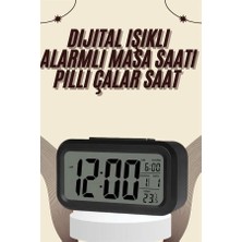 Dijital Masa Saati Termometreli Takvim Çalar Saat LED Ekran Pilli