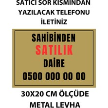 Hobishop Sahibinden Satılık Levha Altın Metal 20X30 cm Kişiye Özel Telefon Numaralı
