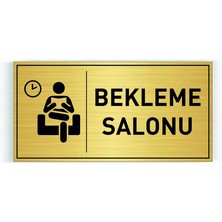 Hobishop Bekleme Salonu Yazılı Gold Metal Levha 20 x 10 cm