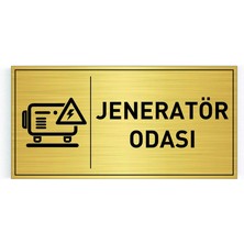 Hobishop Jenaratör Odası Yazılı Gold Metal Levha 20 x 10 cm