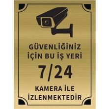 Hobishop Güvenliğiniz Için Bu Işyeri 7 24 Kamera Ile Izlenmektedir Levha Altın Metal Yönlendirme
