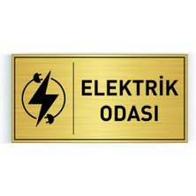 Hobishop Elektrik Odası Yazılı Gold Metal Levha 20 x 10 cm