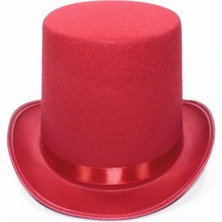 Musestore Kırmızı Fötr Şapka Sihirbaz Şapkası