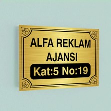 Hobishop Ofis Bina Giriş Tabelası Gold  Metal ( 30 x 20 Cm)