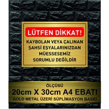 Hobishop Kaybolan Eşya Yazılı Gold  Metal Baskılı Levha ( 20 x 30 cm )