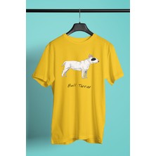 Darkhane Beyaz Bull Teriyer - Köpek Baskılı Unisex Sarı Tişört - T-Shirt UT004