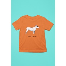 Darkhane Beyaz Bull Teriyer - Köpek Baskılı Unisex Turuncu Çocuk Tişört - T-Shirt CT005