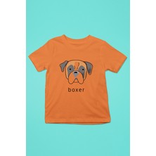 Darkhane Boxer - Köpek Baskılı Unisex Turuncu Çocuk Tişört - T-Shirt CT005