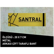 Hobishop Santral Yazılı 20 x 7 cm Yeni Desenli Gold Metal Levha