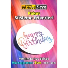 Sb Store Happy Birthday Doğum Günü Hediye Paket Süsleme Etiketi Model 84 - 96 Adet 3cm
