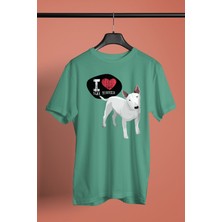 Darkhane Bull Teriyerimi Seviyorum - Köpek Baskılı Unisex Su Yeşili Tişört - T-Shirt UT001