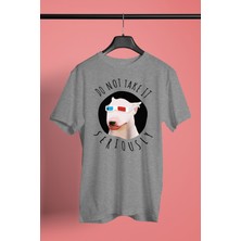 Darkhane Ciddiye Alma Bull Teriyer - Köpek Baskılı Unisex Gri Tişört - T-Shirt UT006