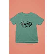 Darkhane Damalı Dalmaçyalı - Köpek Baskılı Unisex Su Yeşili Çocuk Tişört - T-Shirt CT001