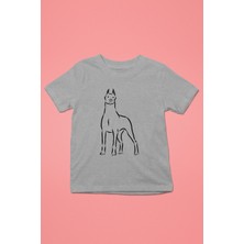 Darkhane Doberman Asaleti - Köpek Baskılı Unisex Gri Melanj Çocuk Tişört - T-Shirt CT006