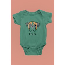 Darkhane Boxer - Köpek Baskılı Unisex Su Yeşili Bebek Body - Zıbın BB001