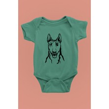 Darkhane Bull Teriyer Portre - Köpek Baskılı Unisex Su Yeşili Bebek Body - Zıbın BB001