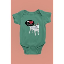 Darkhane Bull Teriyerimi Seviyorum - Köpek Baskılı Unisex Su Yeşili Bebek Body - Zıbın BB001