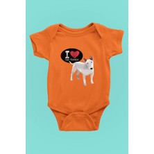 Darkhane Bull Teriyerimi Seviyorum - Köpek Baskılı Unisex Turuncu Bebek Body - Zıbın BB005