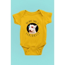Darkhane Ciddiye Alma Bull Teriyer - Köpek Baskılı Unisex Sarı Bebek Body - Zıbın BB004