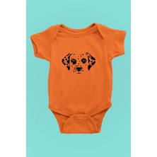 Darkhane Damalı Dalmaçyalı - Köpek Baskılı Unisex Turuncu Bebek Body - Zıbın BB005