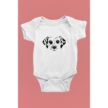 Darkhane Damalı Dalmaçyalı - Köpek Baskılı Unisex Beyaz Bebek Body - Zıbın BB007