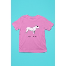 Darkhane Beyaz Bull Teriyer - Köpek Baskılı Unisex Pembe Çocuk Tişört - T-Shirt CT002