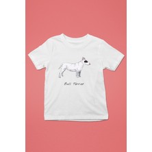 Darkhane Beyaz Bull Teriyer - Köpek Baskılı Unisex Beyaz Çocuk Tişört - T-Shirt CT007